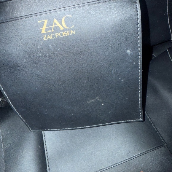 ZAC Zac Posen Black and Gold Shoulder Bag with Structured Design - Picture 9 of 9
